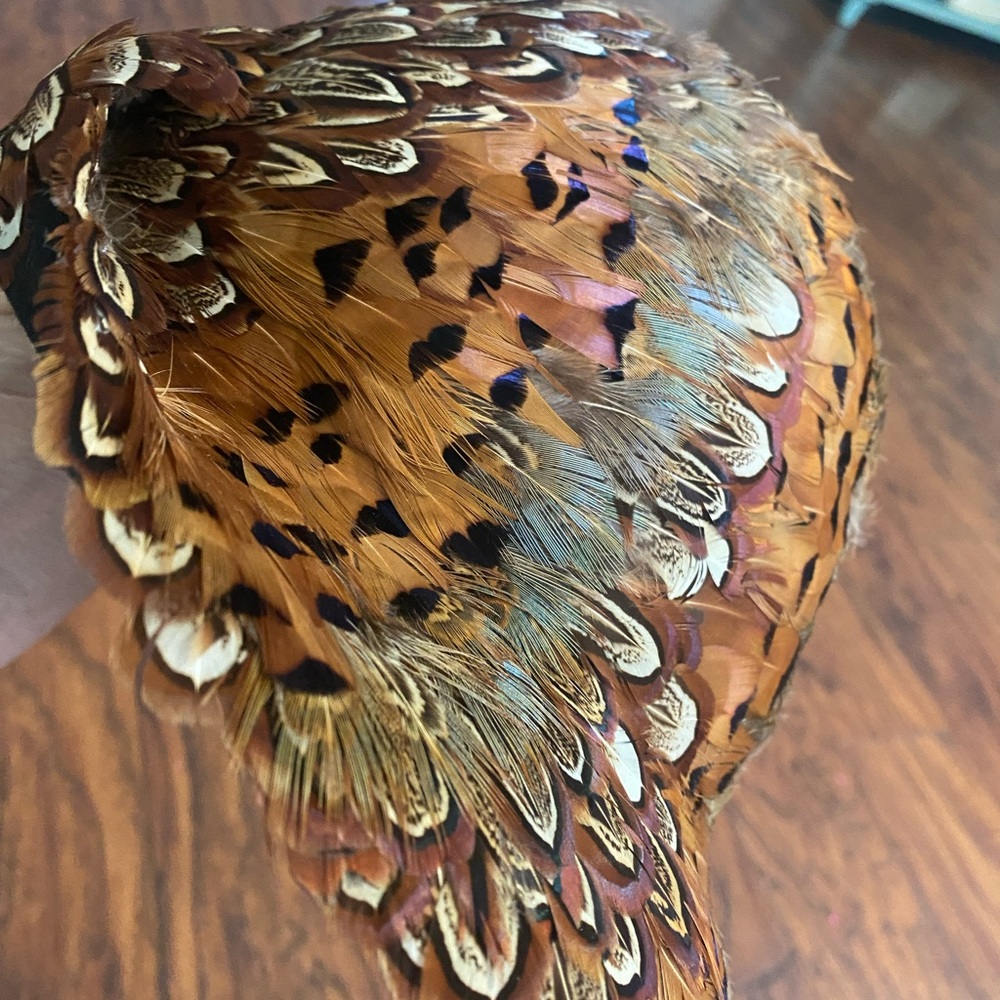 Small size unique hat with feathers. Vintage.